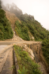Fototapeta na wymiar landslide across mountain road in the Andes of Ecuador