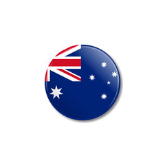 Badge with Australian flag. Vector illustration.