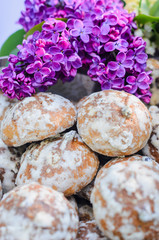 the tables with the desserts . decorated plates of cookies , biscuits. A wedding Banquet . Extra pounds and calories . Sweets of various kinds