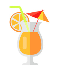 Orange Cocktail with Fruit Slice and Umbrella