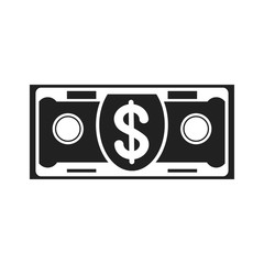 Flat design vector illustration paper dollar cash banknote icon. Business, finance, investment and loans. Bank, pawnshop and financial institution concept. Isolated on a white background.