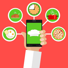 Mobile chef. A chef's cap on the screen saver of the phone