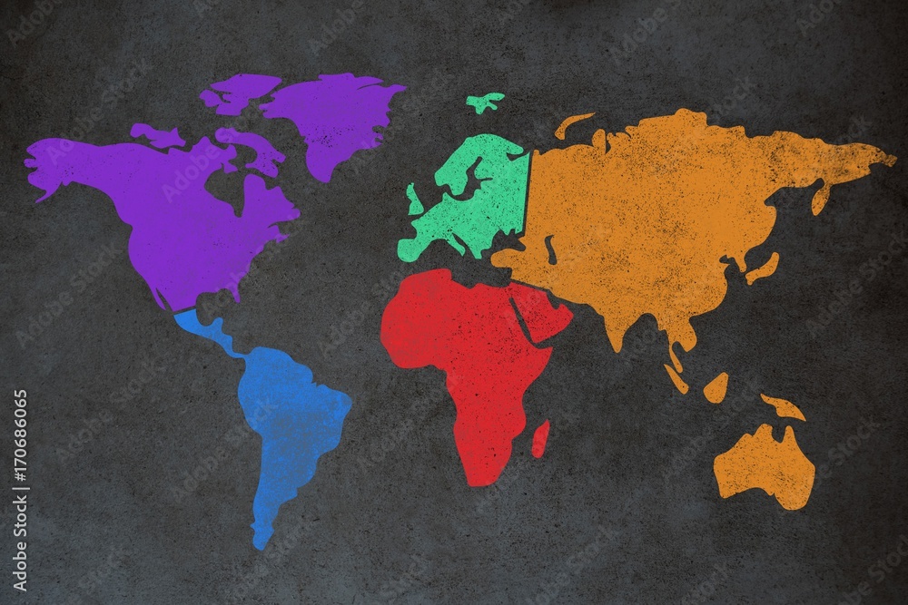 Poster composite image of composite image of colorful map