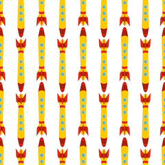 Seamless pattern with space rocket. Vector illustration.
