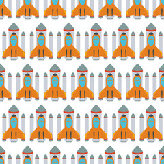 Seamless pattern with space rocket. Vector illustration.
