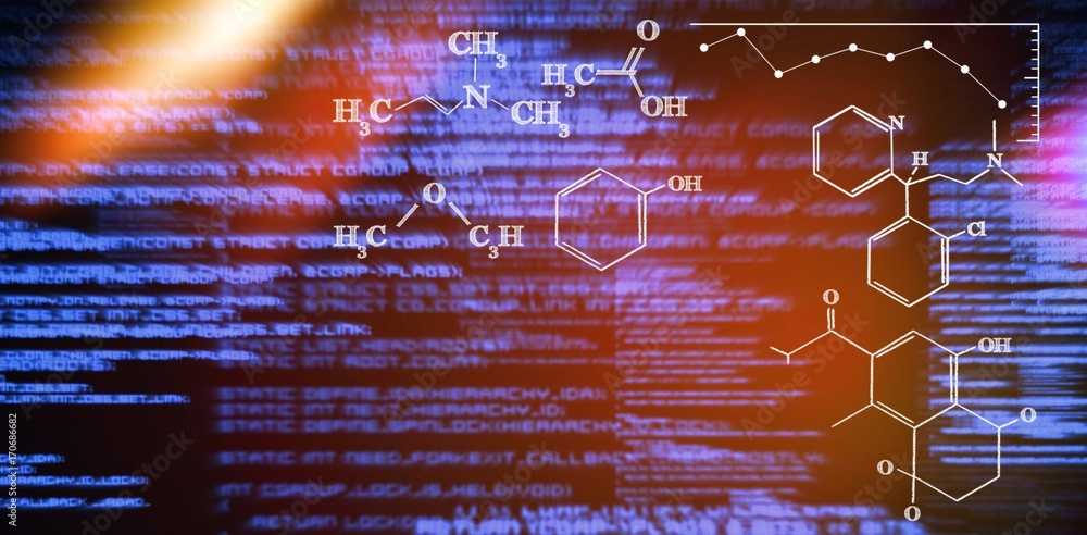 Poster composite image of digital image of chemical formulas