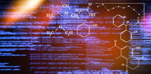 Composite image of digital image of chemical formulas