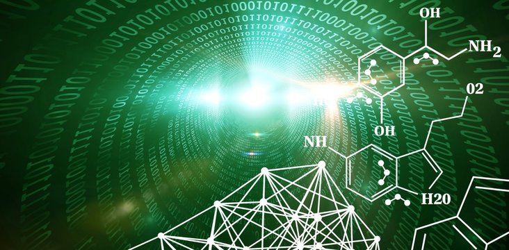 Composite image of chemical structure against white background - Powered by Adobe