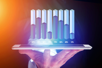 Business stats displayed as graph on a futuristic interface - Business concept