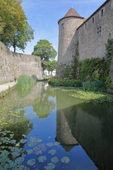 Fototapeta na wymiar Reflections of the Castle Museum in Boulogne sur Mer, Cote d'Opale, Pas de Calais, Hauts de France