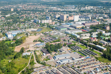 Fototapeta na wymiar above view of Dedovsk town in Moscow Region