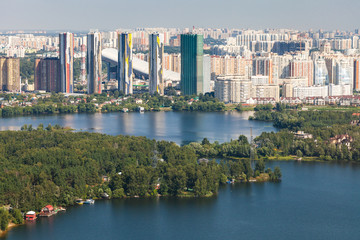 Above view of modern residential district Pavshino