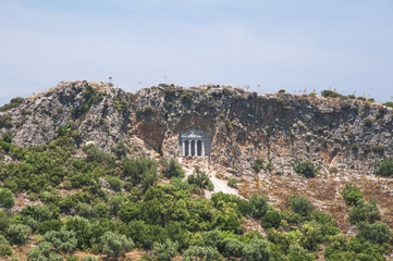 Fototapeta na wymiar The replica of King Tomb in Sirince, Izmir