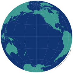 Detailed vector map of the Pacific Ocean and surrounding continents