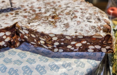 Handmade Panforte, Italian Christmas cake, containing fruits and nuts