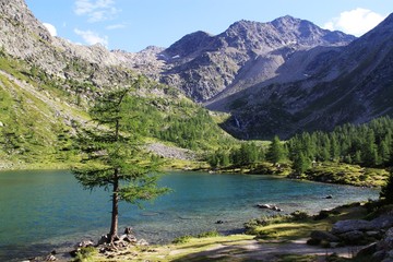 Fototapeta na wymiar lac d'Arpy, Morgex, Italie
