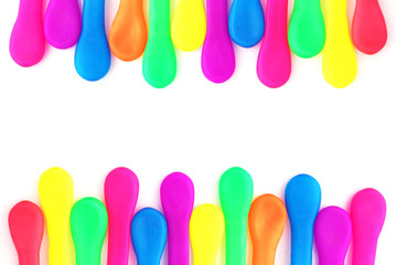 frame from mulicolor small ballons isolated on white background