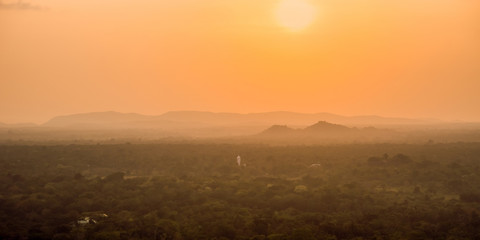 Naklejka premium Scenic sunset view from Sigiriya Lion Rock, Sri Lanka.