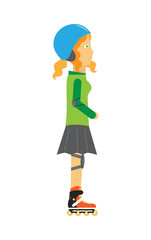 Roller Skater Girl Vector in Flat Design