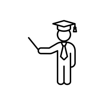 teacher lecturer with graduation cap and tie line black icon