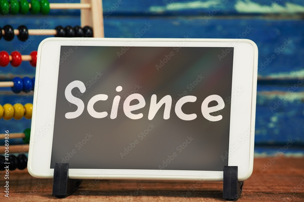 Poster composite image of science text against white background