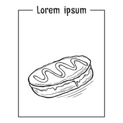 Hand drawn sketch steak sub sandwich.