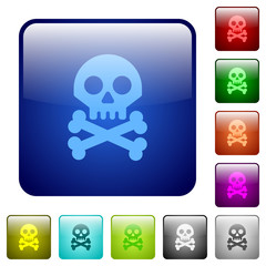 Skull with bones color square buttons