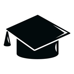 Graduation cap icon, simple black style