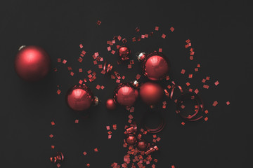 christmas balls and confetti