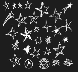 Set of Doodle star Hand drawn Sketch line vector illustration eps10