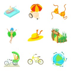 Sex tour icons set, cartoon style