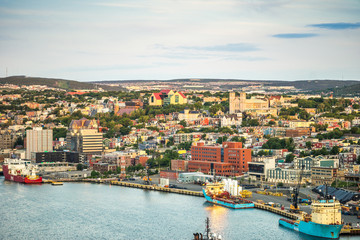 St. John's cityscape, capital city of Newfoundland and Labrador, Canada