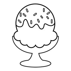 Glass ice cream icon, outline line style