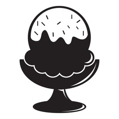 Glass ice cream icon, simple black style