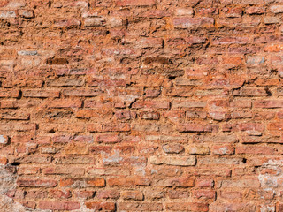 The old cracked red bricks wall as a background