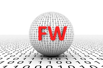 FW conceptual sphere binary code 3d illustration