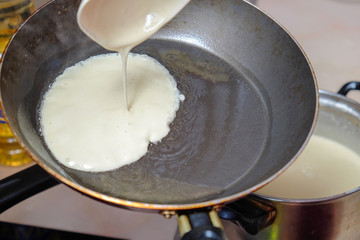 a pancake fried in a skillet