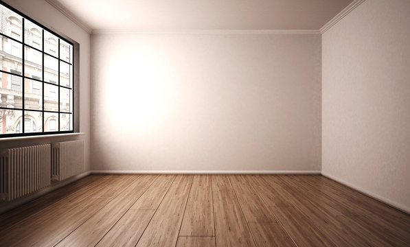 Leeres Zimmer mit heller Wand