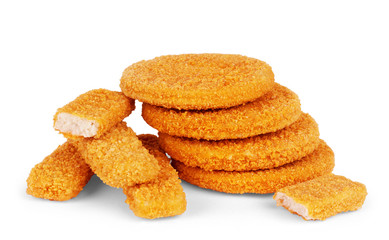 Fishcake burger isolated on white background.