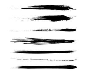  Vector black mascara brush trace strokes.