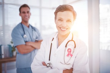 Fototapeta premium Composite image of breast cancer awareness ribbon