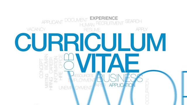 Curriculum vitae word cloud, text design animation. Kinetic typography.