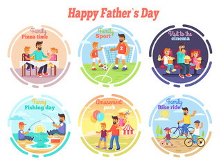 Happy Fathers Day Celebration Set of Illustrations