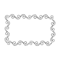 Curly Doodle Framework with Curved Borders Vector