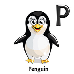 Vector alphabet letter P. Penguin