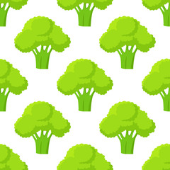 Broccoli Green Head or Flower Bud Seamless Pattern