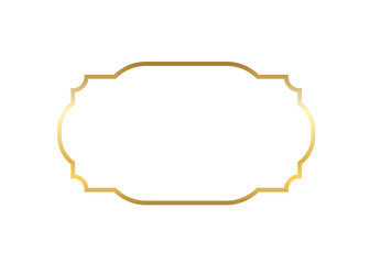 Gold frame. Beautiful simple golden design. Vintage style decorative border isolated white background. Elegant gold art frame. Empty copy space decoration, photo, banner Vector illustration