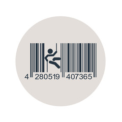 Icono plano codigo de barras alpinista en circulo gris
