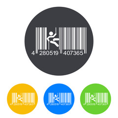Icono plano codigo de barras alpinista en circulo varios colores