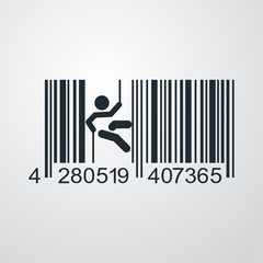 Icono plano codigo de barras alpinista en fondo degradado